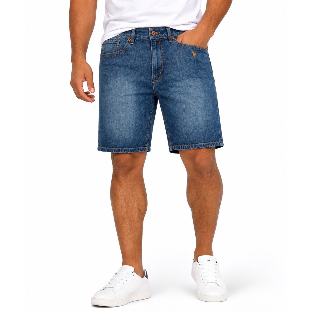 US Polo Assn Mens Denim Shorts W34 Medium Wash Blue Jean Shorts Cotton
